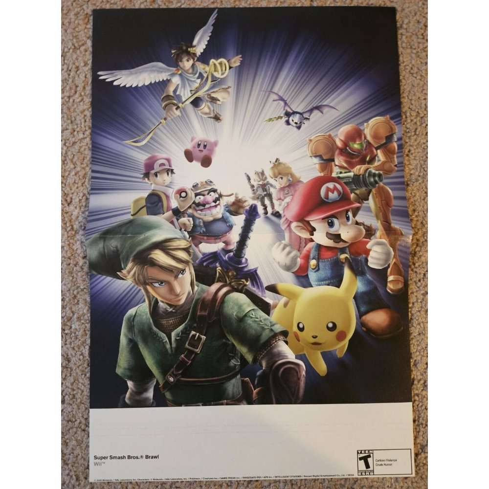 Super Smash Bros. Brawl 15.5''x11.5'' Nintendo Power Double Sided Poster